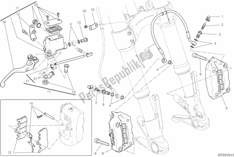 Todas las partes para Sistema De Freno Delantero de Ducati Monster 821 USA 2019